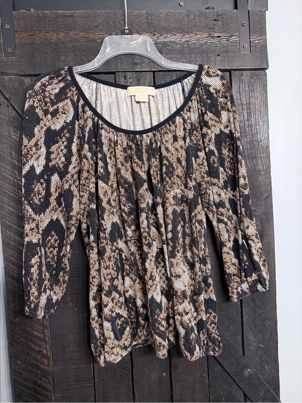 MICHAEL Michael Kors Snake-Print Scoop Neck Tunic in Black and Brown